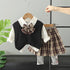 Plaid Bow College Style Skirt Pants Two-piece Set